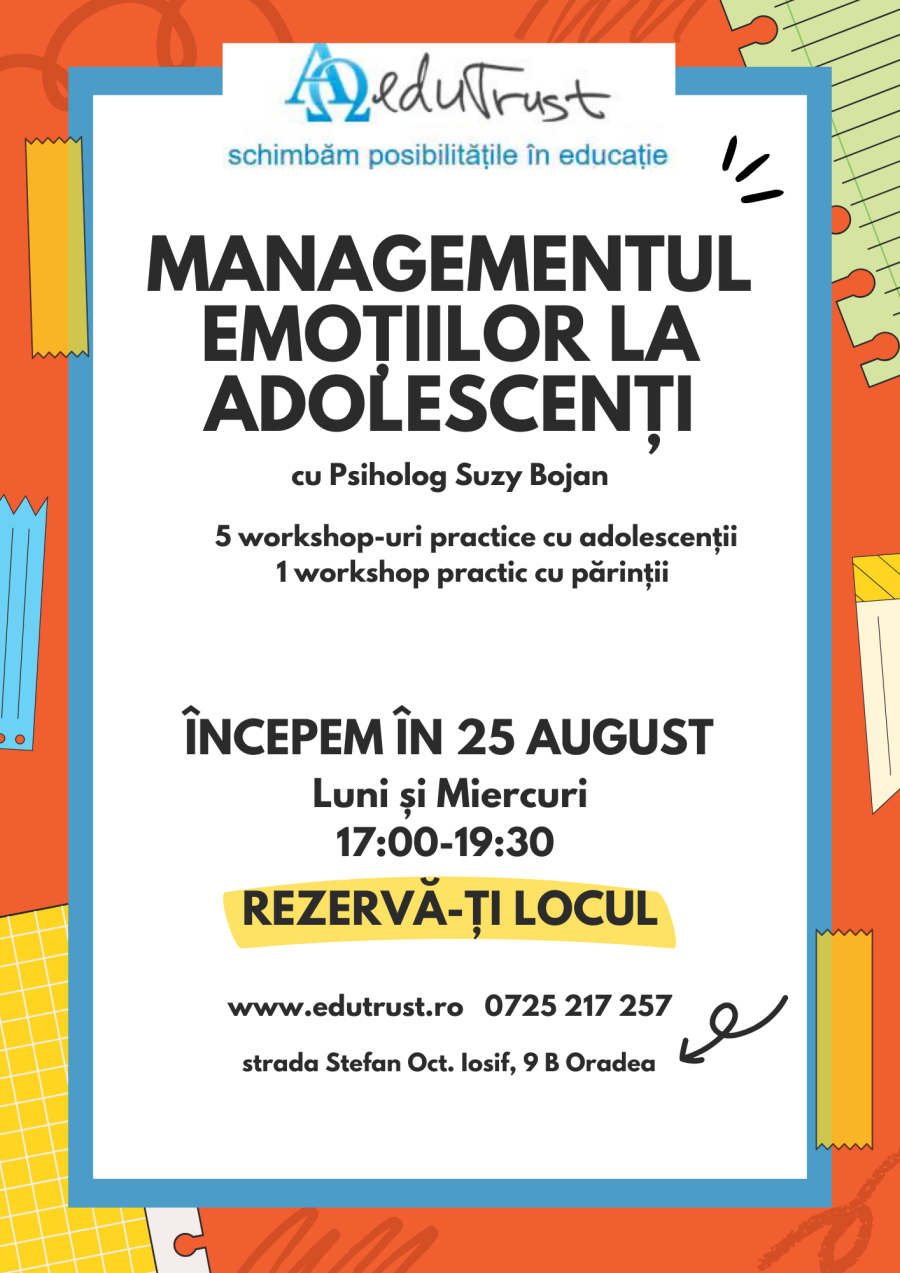 Managementul emotiilor workshop adolescenti